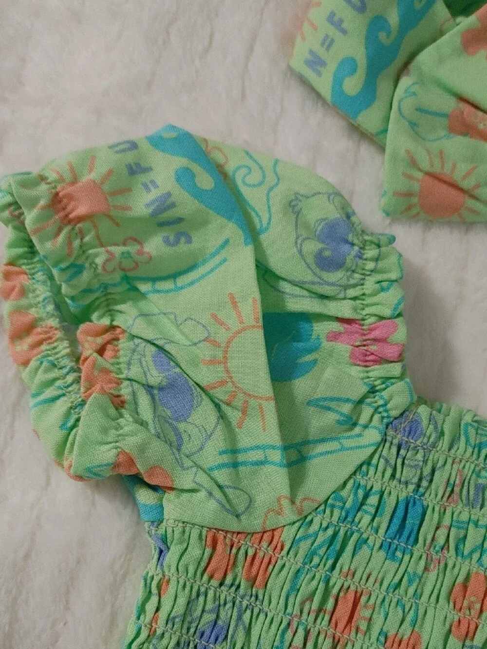 3PC Disney Baby Pastel Green Pink Blue Smocked set